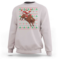 Funny Black Santa Riding Bull Sweatshirt Ugly Christmas Sweater Gift - Wonder Print Shop