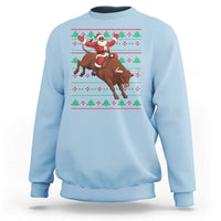 Funny Black Santa Riding Bull Sweatshirt Ugly Christmas Sweater Gift - Wonder Print Shop