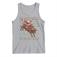 Funny Black Santa Riding Bull Tank Top Ugly Christmas Sweater Gift - Wonder Print Shop
