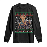 Funny Gingerbread Man Riding Bull Long Sleeve Shirt Cowboy Western Rodeo Christmas Gift - Wonder Print Shop
