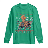 Funny Gingerbread Man Riding Bull Long Sleeve Shirt Cowboy Western Rodeo Christmas Gift - Wonder Print Shop