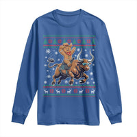 Funny Gingerbread Man Riding Bull Long Sleeve Shirt Cowboy Western Rodeo Christmas Gift - Wonder Print Shop