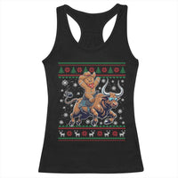 Funny Gingerbread Man Riding Bull Racerback Tank Top Cowboy Western Rodeo Christmas Gift - Wonder Print Shop
