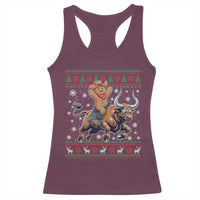 Funny Gingerbread Man Riding Bull Racerback Tank Top Cowboy Western Rodeo Christmas Gift - Wonder Print Shop