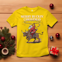 Merry Buckin Christmas T Shirt Black Santa Western Rodeo Gift - Wonder Print Shop