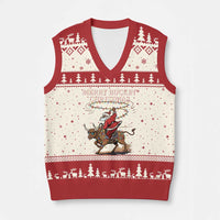 Merry Buckin Xmas V-Neck Knit Sweater Vest Black Santa Western Rodeo Gift - Wonder Print Shop