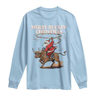 Merry Buckin Christmas Long Sleeve Shirt Black Santa Western Rodeo Gift - Wonder Print Shop