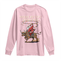 Merry Buckin Christmas Long Sleeve Shirt Black Santa Western Rodeo Gift - Wonder Print Shop