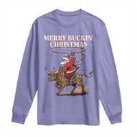 Merry Buckin Christmas Long Sleeve Shirt Black Santa Western Rodeo Gift - Wonder Print Shop