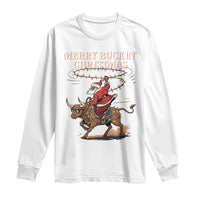 Merry Buckin Christmas Long Sleeve Shirt Black Santa Western Rodeo Gift - Wonder Print Shop