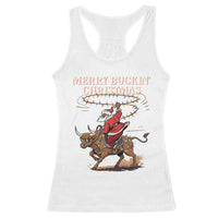 Merry Buckin Christmas Racerback Tank Top Black Santa Western Rodeo Gift - Wonder Print Shop