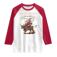 Merry Buckin Christmas Raglan Shirt Black Santa Western Rodeo Gift - Wonder Print Shop