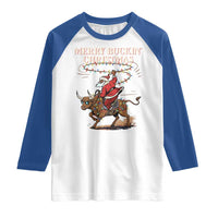 Merry Buckin Christmas Raglan Shirt Black Santa Western Rodeo Gift - Wonder Print Shop