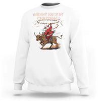 Merry Buckin Christmas Sweatshirt Black Santa Western Rodeo Gift - Wonder Print Shop