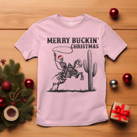 Merry Buckin Christmas T Shirt Funny Skeleton Santa Horse Rider - Wonder Print Shop