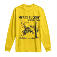 Merry Buckin Christmas Long Sleeve Shirt Funny Skeleton Santa Horse Rider - Wonder Print Shop