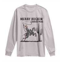 Merry Buckin Christmas Long Sleeve Shirt Funny Skeleton Santa Horse Rider - Wonder Print Shop