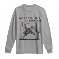Merry Buckin Christmas Long Sleeve Shirt Funny Skeleton Santa Horse Rider - Wonder Print Shop