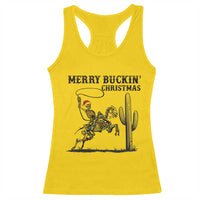 Merry Buckin Christmas Racerback Tank Top Funny Skeleton Santa Horse Rider - Wonder Print Shop