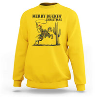 Merry Buckin Christmas Sweatshirt Funny Skeleton Santa Horse Rider - Wonder Print Shop