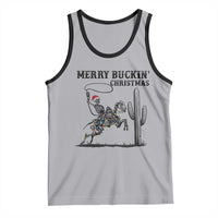 Merry Buckin Christmas Tank Top Funny Skeleton Santa Horse Rider - Wonder Print Shop