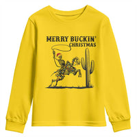 Merry Buckin Christmas Youth Sweatshirt Funny Skeleton Santa Horse Rider - Wonder Print Shop