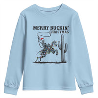 Merry Buckin Christmas Youth Sweatshirt Funny Skeleton Santa Horse Rider - Wonder Print Shop