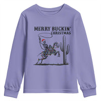 Merry Buckin Christmas Youth Sweatshirt Funny Skeleton Santa Horse Rider - Wonder Print Shop