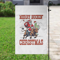 Western Black Santa Merry Buckin Christmas Garden Flag Funny Rodeo - Wonder Print Shop