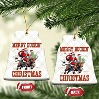 Western Black Santa Merry Buckin Christmas Ceramic Ornament Funny Rodeo - Wonder Print Shop
