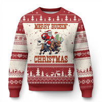 Western Black Santa Merry Buckin Xmas Ugly Christmas Sweater Funny Rodeo - Wonder Print Shop