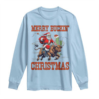 Western Black Santa Merry Buckin Christmas Long Sleeve Shirt Funny Rodeo - Wonder Print Shop