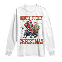 Western Black Santa Merry Buckin Christmas Long Sleeve Shirt Funny Rodeo - Wonder Print Shop