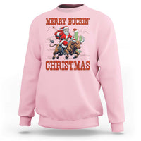 Western Black Santa Merry Buckin Christmas Sweatshirt Funny Rodeo - Wonder Print Shop