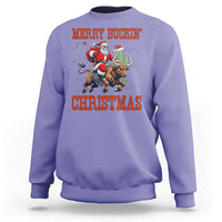 Western Black Santa Merry Buckin Christmas Sweatshirt Funny Rodeo - Wonder Print Shop