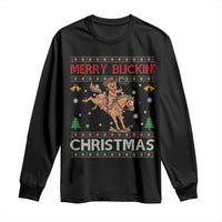 Funny Gingerbread Man Horse Rider Long Sleeve Shirt Merry Buckin Christmas Gift - Wonder Print Shop