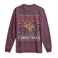 Funny Gingerbread Man Horse Rider Long Sleeve Shirt Merry Buckin Christmas Gift - Wonder Print Shop