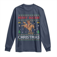 Funny Gingerbread Man Horse Rider Long Sleeve Shirt Merry Buckin Christmas Gift - Wonder Print Shop