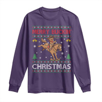 Funny Gingerbread Man Horse Rider Long Sleeve Shirt Merry Buckin Christmas Gift - Wonder Print Shop