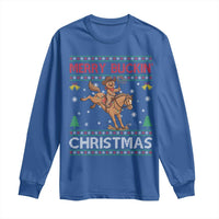 Funny Gingerbread Man Horse Rider Long Sleeve Shirt Merry Buckin Christmas Gift - Wonder Print Shop