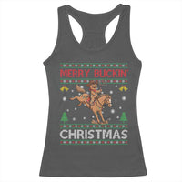Funny Gingerbread Man Horse Rider Racerback Tank Top Merry Buckin Christmas Gift - Wonder Print Shop