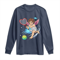 Funny Cupid Tennis Player Long Sleeve Shirt Valentines Day Gift - Wonder Print Shop