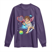 Funny Cupid Tennis Player Long Sleeve Shirt Valentines Day Gift - Wonder Print Shop