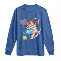 Funny Cupid Tennis Player Long Sleeve Shirt Valentines Day Gift - Wonder Print Shop