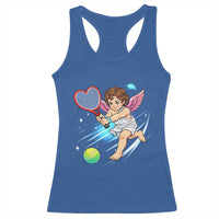 Funny Cupid Tennis Player Racerback Tank Top Valentines Day Gift - Wonder Print Shop