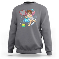 Funny Cupid Tennis Player Sweatshirt Valentines Day Gift - Wonder Print Shop