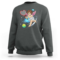 Funny Cupid Tennis Player Sweatshirt Valentines Day Gift - Wonder Print Shop