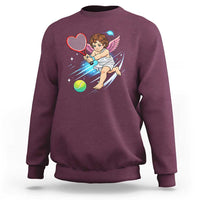 Funny Cupid Tennis Player Sweatshirt Valentines Day Gift - Wonder Print Shop