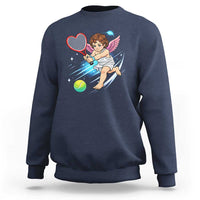 Funny Cupid Tennis Player Sweatshirt Valentines Day Gift - Wonder Print Shop