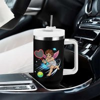 Funny Cupid Tennis Player Tumbler With Handle Valentines Day Gift - Wonder Print Shop